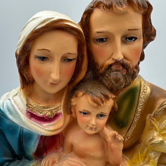 Vintage Holy Family Statue Jesus Mary Joseph Catholic Nativity Figurine Decor - Picture 2 of 10